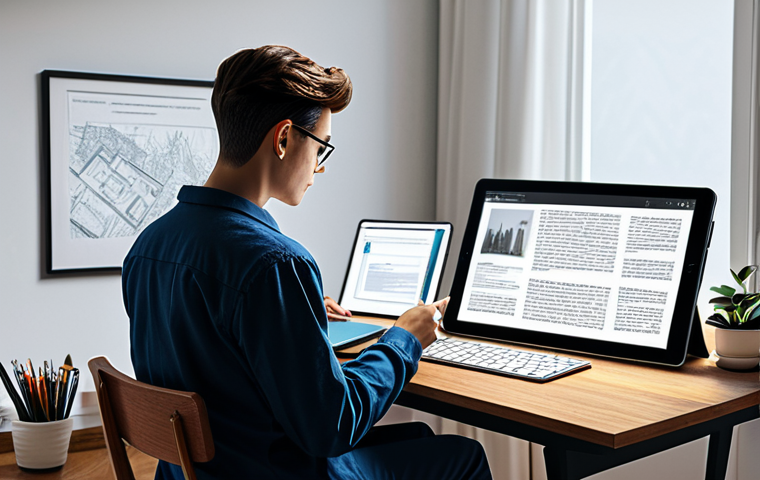 디지털 일러스트 NDA 비밀유지 계약  이해하기 - **Prompt:** "A digital artist in a modern home studio, reviewing an NDA contract on a tablet, surrou...