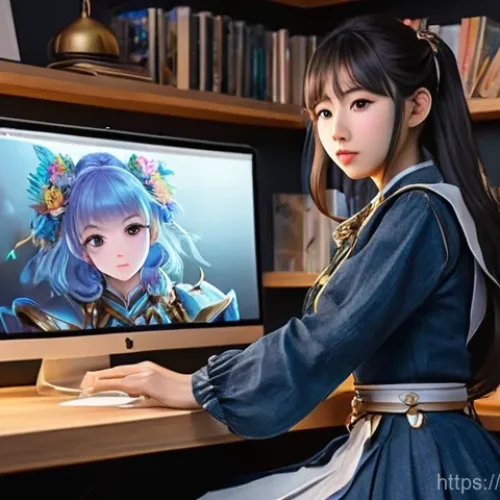 디지털 일러스트 해외 크라우드펀딩 사례 - **Prompt 1: Japanese Digital Artist's Focus**
    A Japanese digital illustrator, appearing to be in...