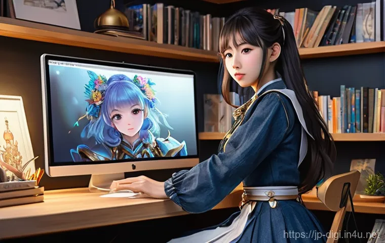 디지털 일러스트 해외 크라우드펀딩 사례 - **Prompt 1: Japanese Digital Artist's Focus**
    A Japanese digital illustrator, appearing to be in...