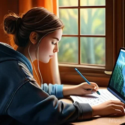 디지털 일러스트 공모전 준비법 - **Prompt 1: The Focused Digital Artist**
    "A young adult female digital artist, in her early 20s,...