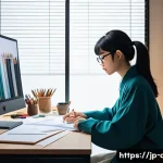 디지털 일러스트 작품 크리틱 받는 방법 - A modern Japanese artist’s studio scene showcasing a young illustrator preparing to receive construc...