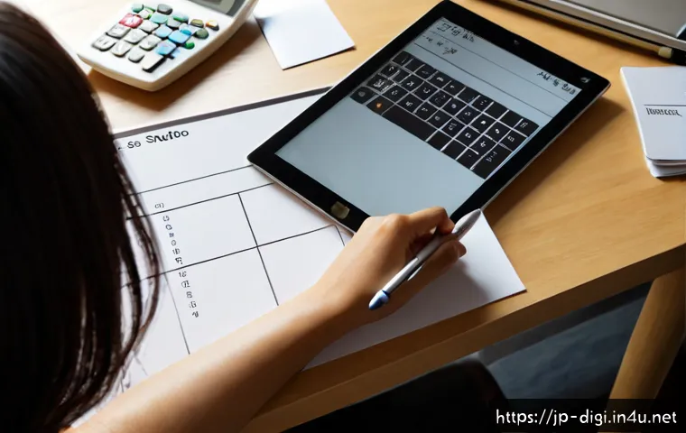 디지털 일러스트 커미션 가격 책정 기준 - Photorealistic overhead view of a Japanese freelance digital illustrator at a tidy home studio desk,...